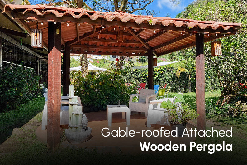 Gable-Roofed Attached Wooden Pergola