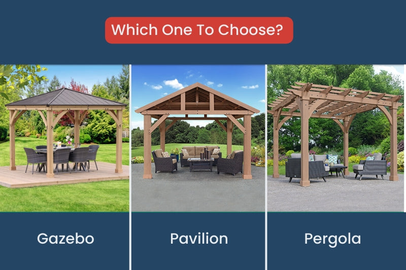 Pavillion vs Pergola vs Gazebo