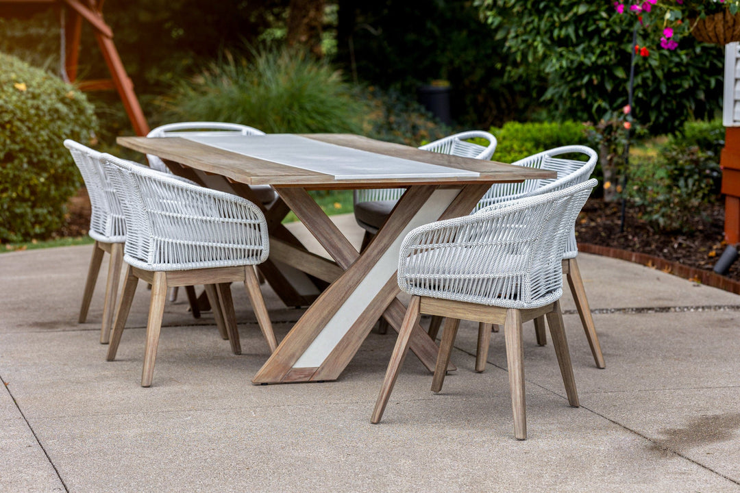 Premium Outdoors Table & 6-Chairs Set for Pergola